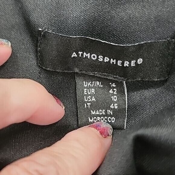 Atmosphere Midi Black Floral Short Sleeve Asymmetrical Dress Women's 10 - Picture 4 of 6